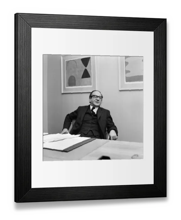 Framed Print : Politics. Fred Mulley Minister of Transport outlined his plans for a Christmas safety