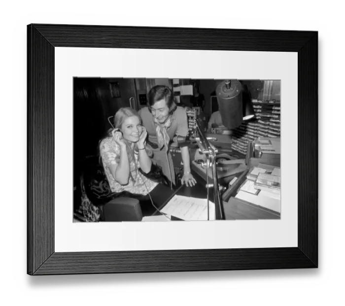 Framed Print : Beauty Contest: Entertainment Radio: Miss World Eva Reuber Staier pictured with Disc Framed Print : Beauty Contest: Entertainment Radio: Miss World Eva Reuber Staier pictured with Disc