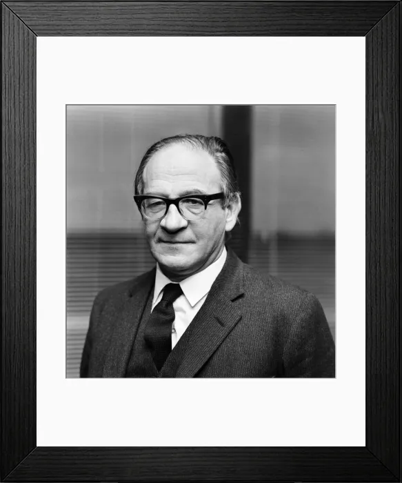 Framed Print : Politics. Fred Mulley Minister of Transport outlined his plans for a Christmas safety Framed Print : Politics. Fred Mulley Minister of Transport outlined his plans for a Christmas safety