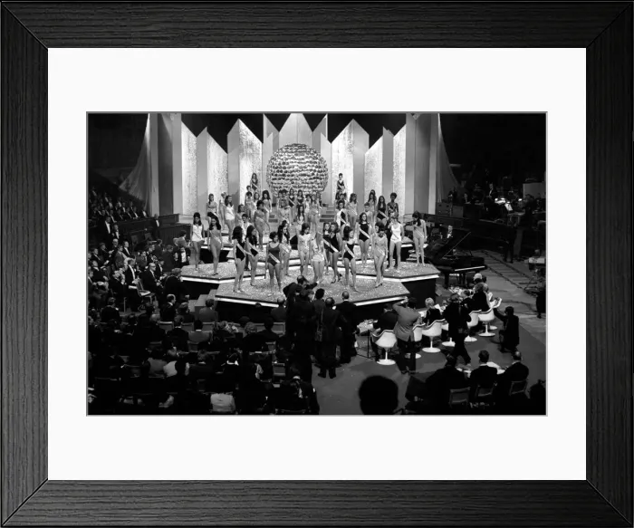Framed Print : Miss World Beauty contestants on stage at the Albert Hall during the competition Framed Print : Miss World Beauty contestants on stage at the Albert Hall during the competition