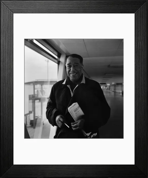 Framed Print : Entertainment Music Jazz: Band leader Duke Ellington arrived at Heathrow Airport today in Framed Print : Entertainment Music Jazz: Band leader Duke Ellington arrived at Heathrow Airport today in
