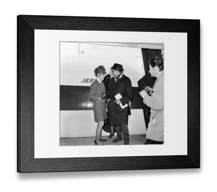 Framed Print : Entertainment Music Jazz: Band leader Duke Ellington arrived at Heathrow Airport today in
