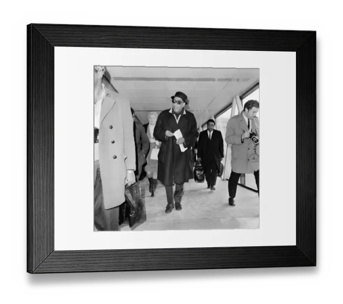 Framed Print : Entertainment Music Jazz: Band leader Duke Ellington arrived at Heathrow Airport today in
