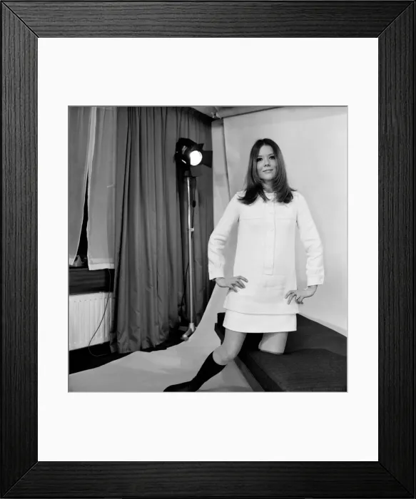 Framed Print : Film actress Diana Rigg left Heathrow Airport today for a visit to New York Framed Print : Film actress Diana Rigg left Heathrow Airport today for a visit to New York