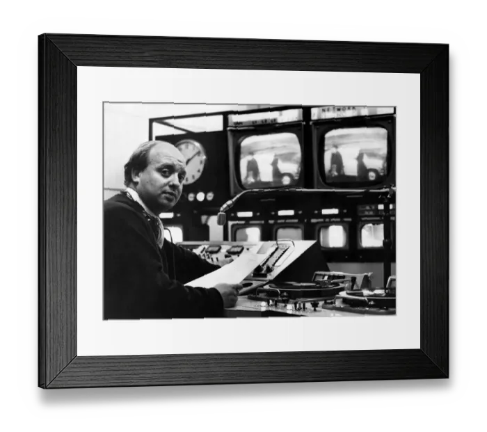 Framed Print : David Willmotte in charge of the start of B. B. C. 2 in Manchester. October 1965 P011214 Framed Print : David Willmotte in charge of the start of B. B. C. 2 in Manchester. October 1965 P011214
