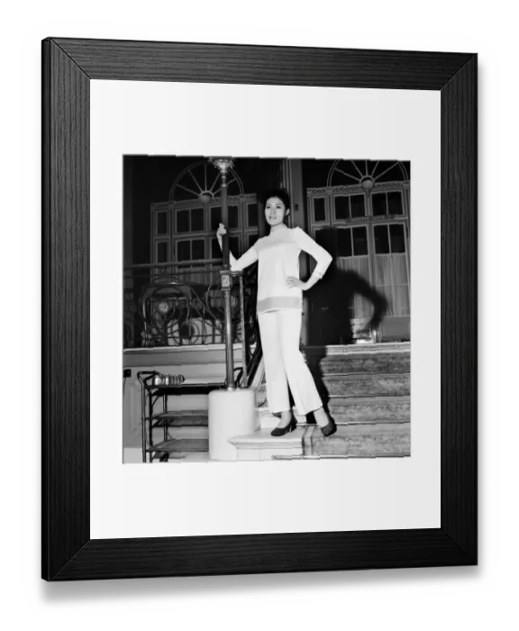 Framed Print : Miss Japan, Emiko Karashima (20) from Tokyo Japan, dons a trouser suit instead of her Framed Print : Miss Japan, Emiko Karashima (20) from Tokyo Japan, dons a trouser suit instead of her