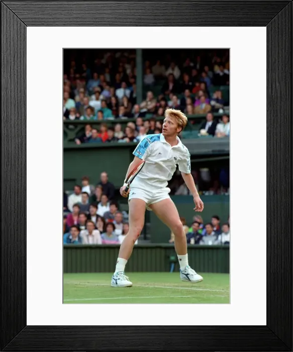 Framed Print : Wimbledon Tennis Championships. Boris Beckerf in action. June 1991 91-4117-227 Framed Print : Wimbledon Tennis Championships. Boris Beckerf in action. June 1991 91-4117-227