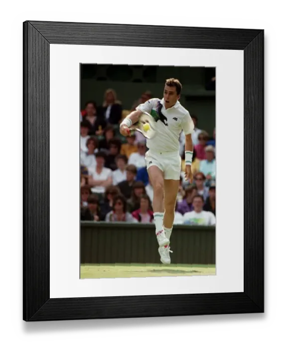 Framed Print : Wimbledon Tennis Championships. Ivan Lendl v. Kelly Evernden. June 1991 91-4117-191