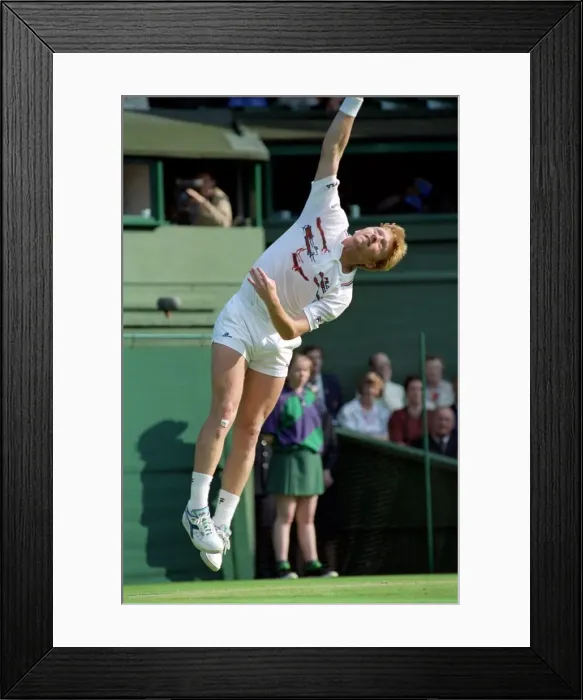 Framed Print : Wimbledon Tennis Championships. Boris Becker in action. June 1991 91-4117-178