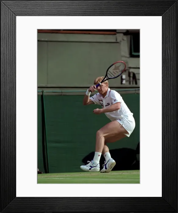 Framed Print : Wimbledon Tennis Championships. Boris Becker in action. June 1991 91-4117-177 Framed Print : Wimbledon Tennis Championships. Boris Becker in action. June 1991 91-4117-177