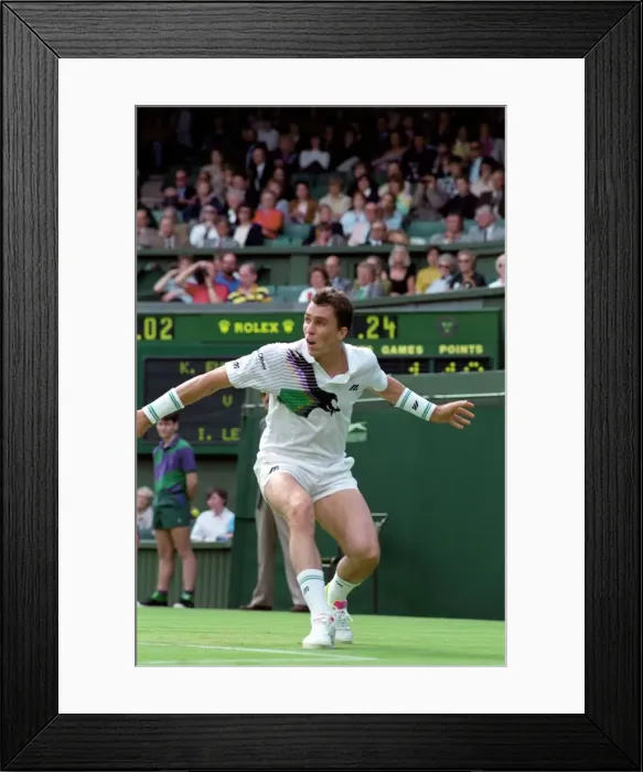 Framed Print : Wimbledon Tennis Championships. Ivan Lendl in action. June 1991 91-4117-165 Framed Print : Wimbledon Tennis Championships. Ivan Lendl in action. June 1991 91-4117-165