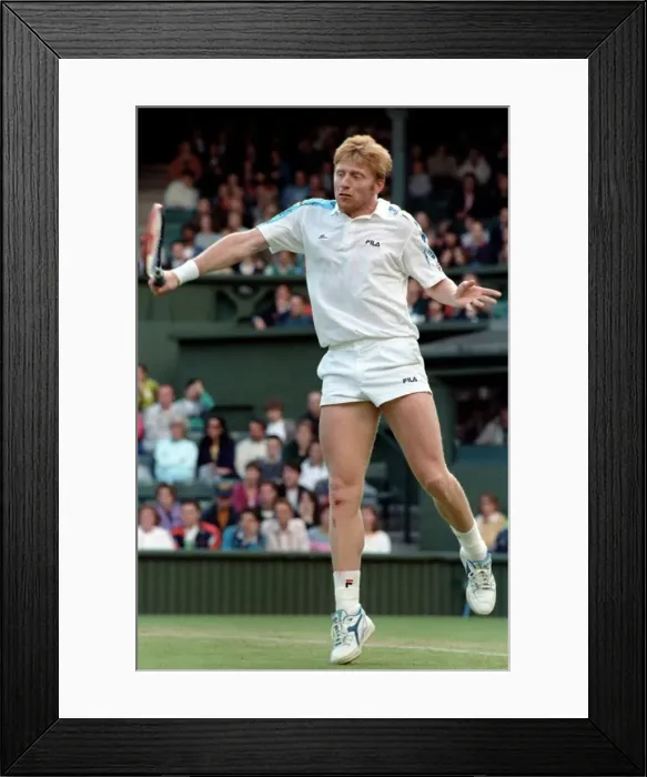 Framed Print : Wimbledon Tennis Championships. Boris Becker in action. June 1991 91-4117-230 Framed Print : Wimbledon Tennis Championships. Boris Becker in action. June 1991 91-4117-230
