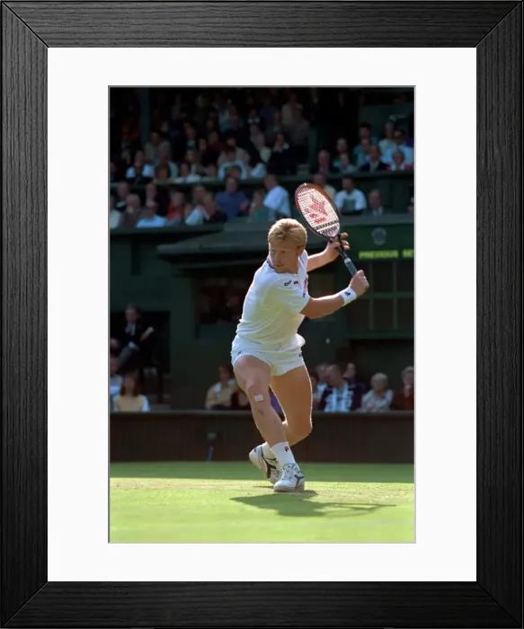 Framed Print : Wimbledon Tennis Championships. Boris Becker in action. June 1991 91-4117-241 Framed Print : Wimbledon Tennis Championships. Boris Becker in action. June 1991 91-4117-241