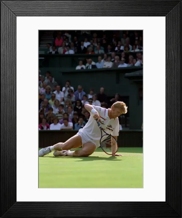 Framed Print : Wimbledon Tennis Championships. Boris Becker in action. June 1991 91-4117-237 Framed Print : Wimbledon Tennis Championships. Boris Becker in action. June 1991 91-4117-237
