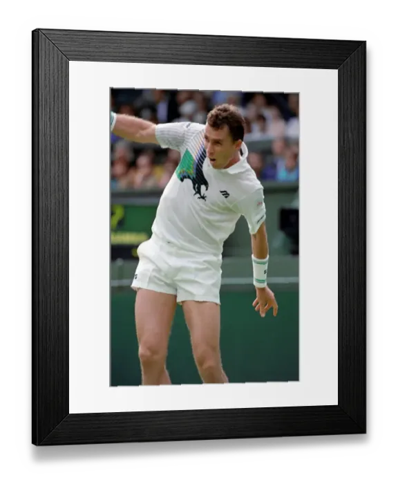 Framed Print : Wimbledon Tennis Championships. Ivan Lendl v. Kelly Evernden. June 1991 91-4117-189