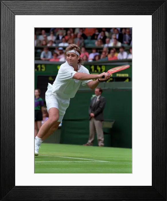 Framed Print : Wimbledon Tennis Championships. Andre Agassi in action. June 1991 91-4117-056