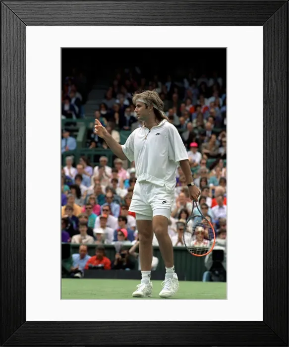 Framed Print : Wimbledon Tennis Championships. Andre Agassi in action. June 1991 91-4117-053 Framed Print : Wimbledon Tennis Championships. Andre Agassi in action. June 1991 91-4117-053