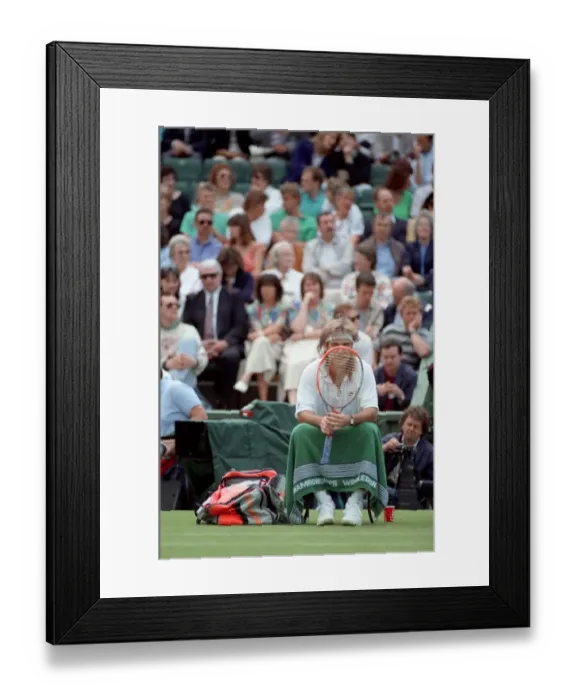 Framed Print : Wimbledon Tennis Championships. Andre Agassi in action. June 1991 91-4117-036 Framed Print : Wimbledon Tennis Championships. Andre Agassi in action. June 1991 91-4117-036