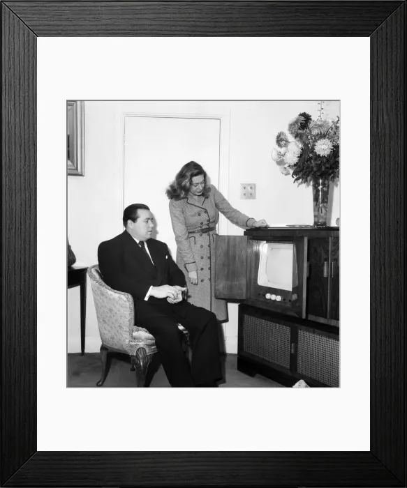 Framed Print : George Dawson & Wife Olga with their brand new television set. November 1952 C5748 Framed Print : George Dawson & Wife Olga with their brand new television set. November 1952 C5748