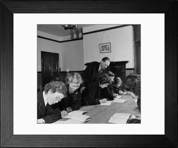 Framed Print : Mr. Charles L. Hall the headmaster of Westholme School with some of his pupils Framed Print : Mr. Charles L. Hall the headmaster of Westholme School with some of his pupils