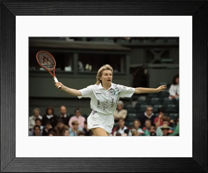 Framed Print : Wimbledon Tennis Championships. Jana Novotna in action. June 1991 91-4117-009 Framed Print : Wimbledon Tennis Championships. Jana Novotna in action. June 1991 91-4117-009