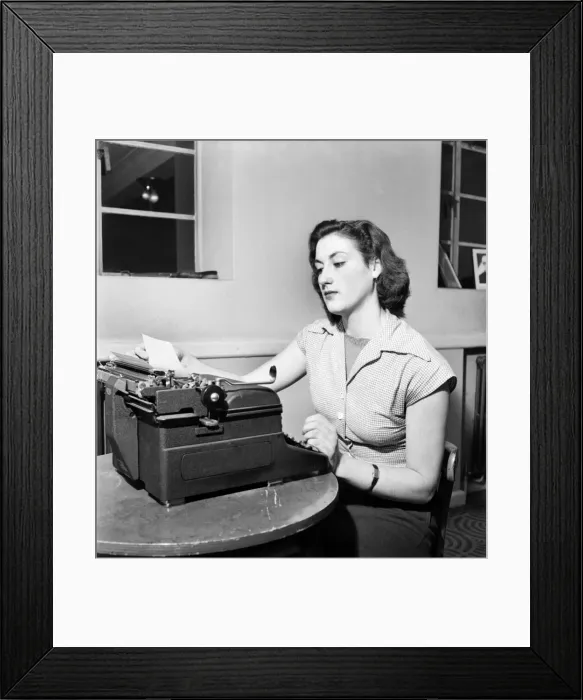 Framed Print : Typist Diana Seal at work. November 1952 C5663 Framed Print : Typist Diana Seal at work. November 1952 C5663