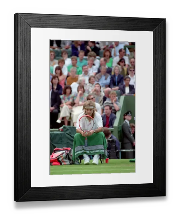 Framed Print : Wimbledon Tennis Championships. Andre Agassi in action. June 1991 91-4117-034 Framed Print : Wimbledon Tennis Championships. Andre Agassi in action. June 1991 91-4117-034