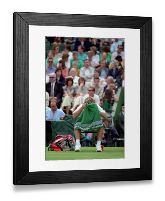 Framed Print : Wimbledon Tennis Championships. Andre Agassi in action. June 1991 91-4117-032 Framed Print : Wimbledon Tennis Championships. Andre Agassi in action. June 1991 91-4117-032