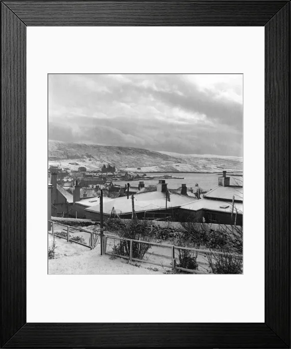 Framed Print : An aerial view showing the village of Scalloway, Shetland Framed Print : An aerial view showing the village of Scalloway, Shetland