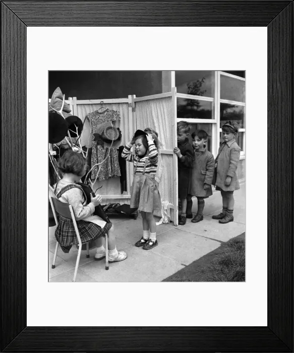 Framed Print : Children wearing fancy outfits as they participate in class at Cookham Nursery School Framed Print : Children wearing fancy outfits as they participate in class at Cookham Nursery School