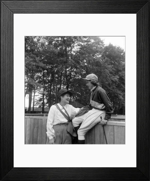 Framed Print : Newmarket Town Plate for Woman riders. Woman jockeys in their silks