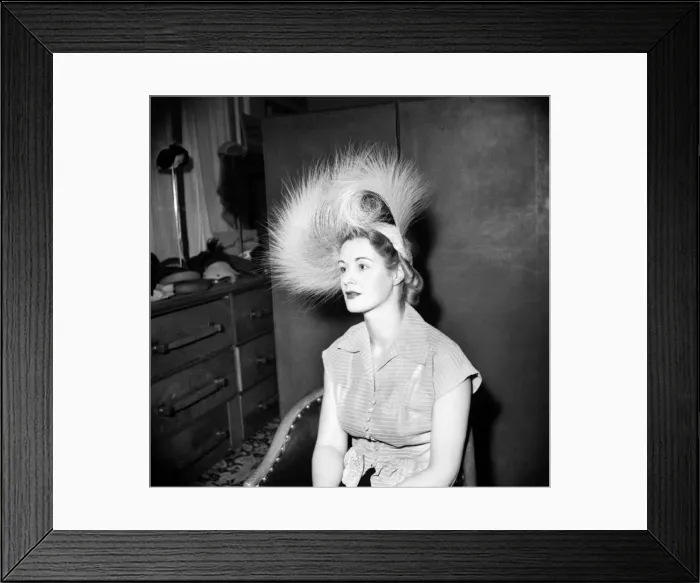 Framed Print : Model hat brought from Paris to a fashion parade in a Manchester store
