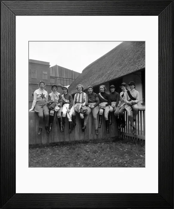 Framed Print : New Market Town Plate for Woman riders. Woman jockeys in their silks Framed Print : New Market Town Plate for Woman riders. Woman jockeys in their silks