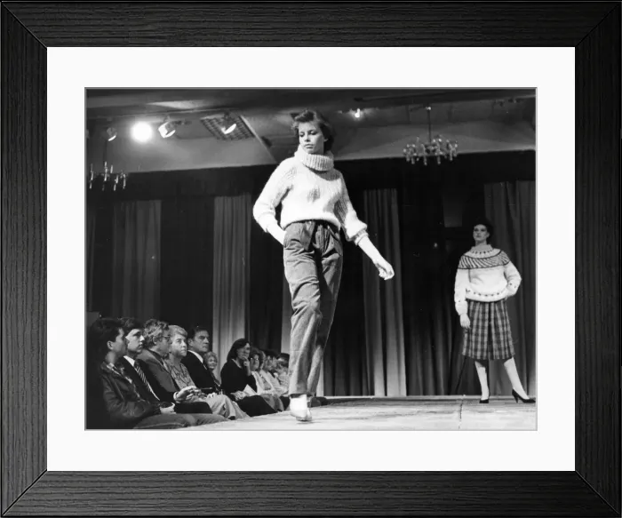Framed Print : A jaunty look for Sara Davis modelling corduroy trousers Framed Print : A jaunty look for Sara Davis modelling corduroy trousers