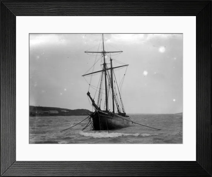Framed Print : Ship in Tresco harbour, Scilly Isles. 1923 Framed Print : Ship in Tresco harbour, Scilly Isles. 1923