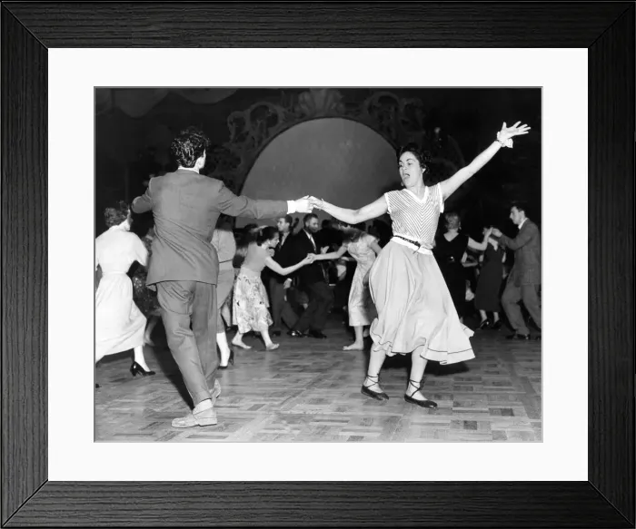 Framed Print : A couple enjoying rock n roll dancing - Jiving at Nottingham Palais