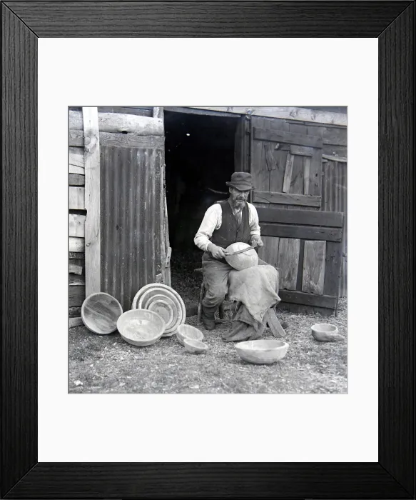 Framed Print : George Lailey, the old bowl turner of Bucklebury who turns bowls from elm logs on a Framed Print : George Lailey, the old bowl turner of Bucklebury who turns bowls from elm logs on a