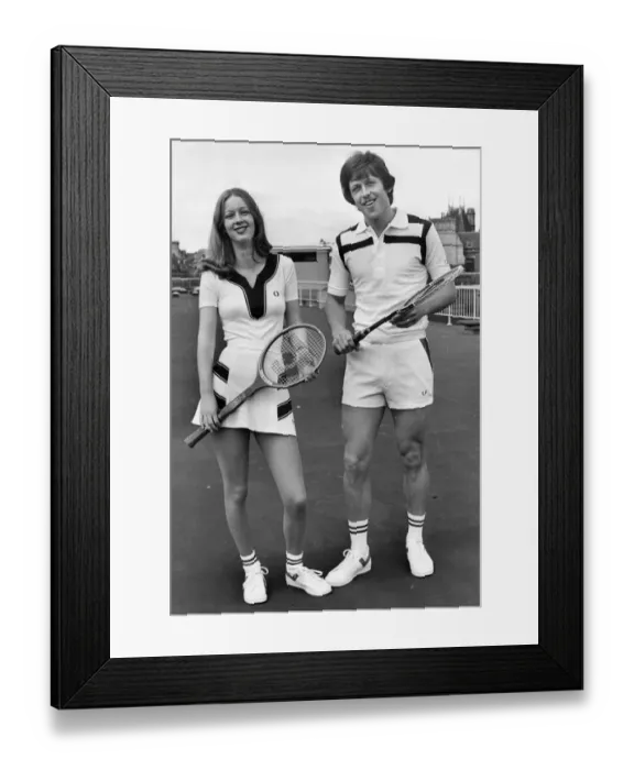 Framed Print : Anyone for Tennis - Imogen and partner Alan model the latest Fred Perry tennis clothing
