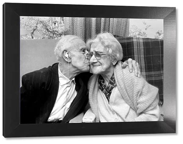 Love and Romance: Elderly Couple. Mr. David Harrington, 99, and his wife, Elizabeth, 100