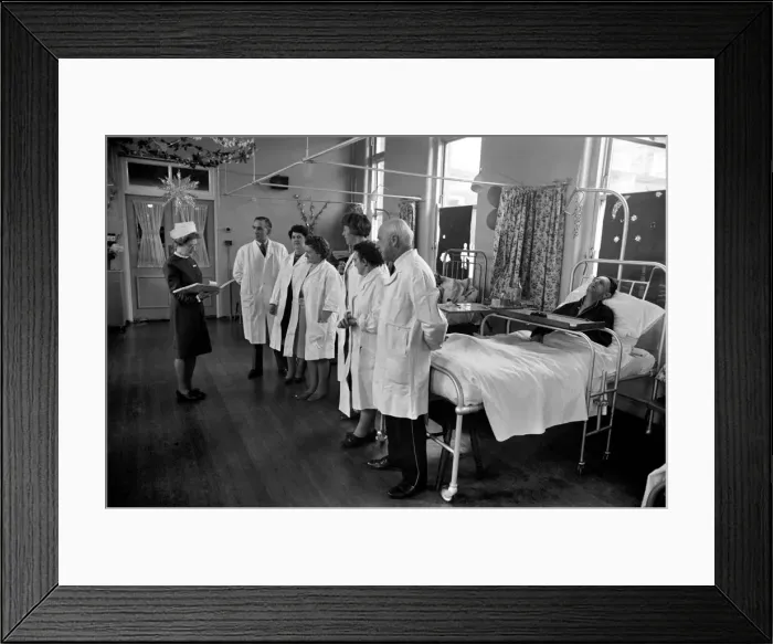 Framed Print : The Good Samaritans stand on parade in a hospital ward. They are some of the volunteers Framed Print : The Good Samaritans stand on parade in a hospital ward. They are some of the volunteers