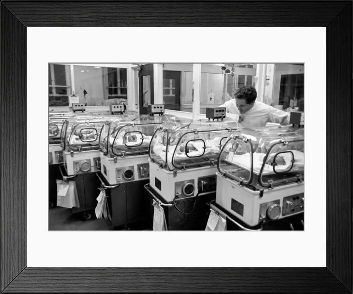 Framed Print : Medical: Childbirth. The newly born Letts quintuplets in their incubators at University Framed Print : Medical: Childbirth. The newly born Letts quintuplets in their incubators at University