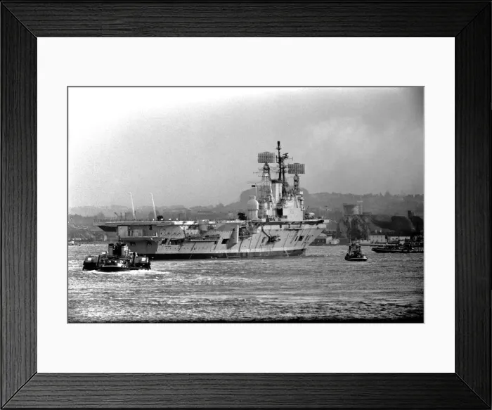 Framed Print : Carrier Ark Royal after a 3 years £32, 000, 000 refit left Devonport Dockyard today Framed Print : Carrier Ark Royal after a 3 years £32, 000, 000 refit left Devonport Dockyard today