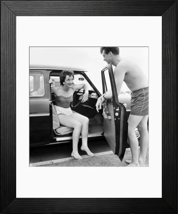 Framed Print : Man chats to a woman on the sea front at Haylake. June 1960 M4313-002 Framed Print : Man chats to a woman on the sea front at Haylake. June 1960 M4313-002