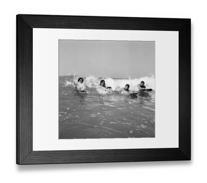 Framed Print : Women body boarding in the surf at Newquay June 1960 M4303-003