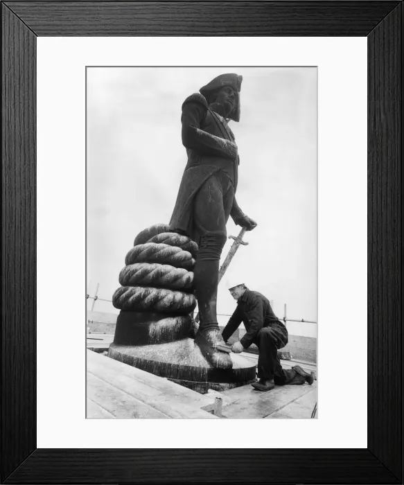 Framed Print : Cleaning Nelsons Column Trafalgar Square London February 1968 166 ft above