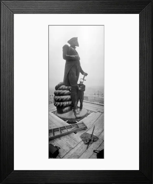 Framed Print : Cleaning Nelsons Column Trafalgar Square London February 1968 166 ft above
