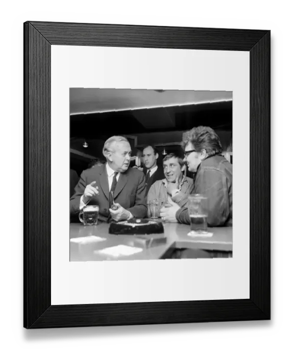 Framed Print : Prime Minister Harold Wilson dropped into the pub named after him in Knowsley Framed Print : Prime Minister Harold Wilson dropped into the pub named after him in Knowsley