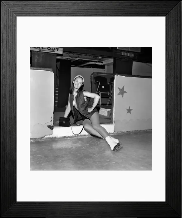 Framed Print : Ice skater Jean Angel, 22, found the answer to keeping warm today Framed Print : Ice skater Jean Angel, 22, found the answer to keeping warm today