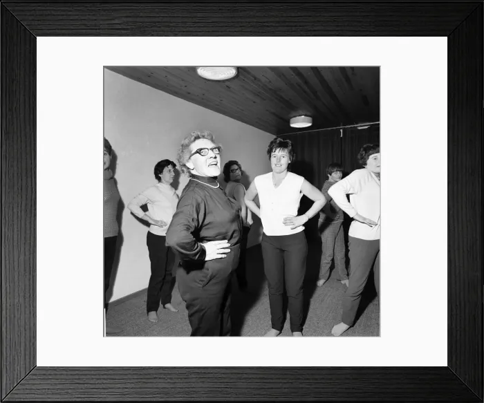 Framed Print : 77-year-old Mrs Alice Baker taking her keep Fit Framed Print : 77-year-old Mrs Alice Baker taking her keep Fit