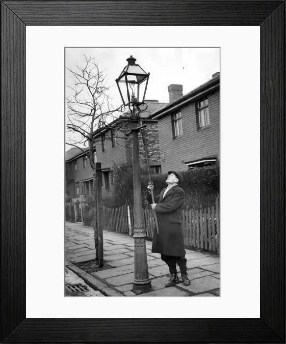 Framed Print : Lamplighters. March 1955 P009539 Framed Print : Lamplighters. March 1955 P009539